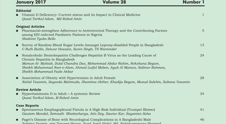 Bangladesh Journal of Medicine Volume-28, Noumber-1, January 2017